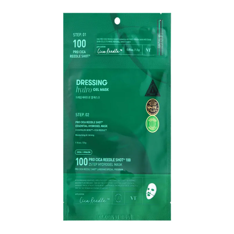 VT COSMETICS PRO CICA REEDLE SHOT 100 2PAKĀPJU HIDROGĒLA MASKA 1 gab.