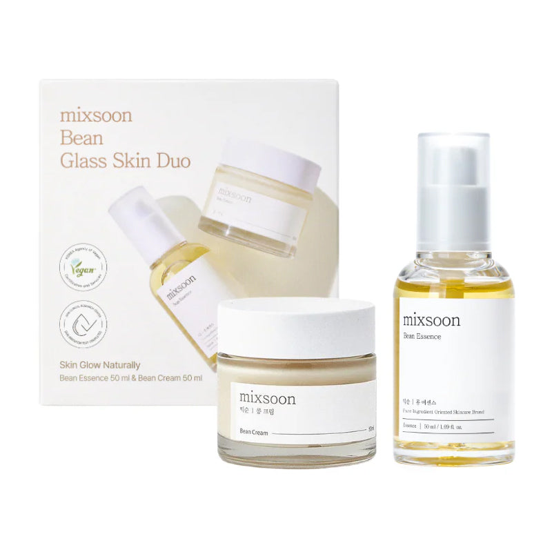 MIXSOON Bean Glass Skin Duo facial care set with soybean extract (Bean Essence 50 ml x 1 + Bean Cream 50 ml x 1)