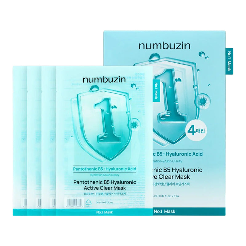 NUMBUZIN No. 1 Pantothenic B5 Hyaluronic Active Clear Mask - 26 ml x 4