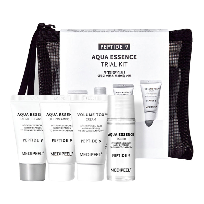 MEDI-PEEL Peptīdu 9 ūdens esences izmēģinājuma komplekts (attīrītājs 15 ml + toniks 20 ml + ampula 15 ml + krēms 15 g)