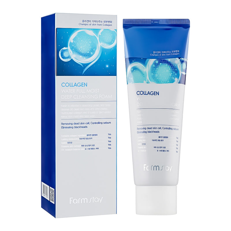 FarmStay Collagen Water Full Moist Dziļi Attīrošas Putas 180 ml