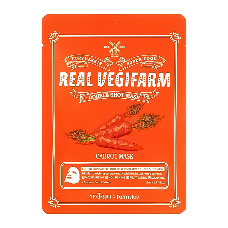 Fortheskin Super Food Real Vegifarm Double Shot maska burkāns 23 ml
