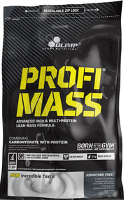 Profi masės maisto papildas, sporto papildas, juoda ir geltona pakuotė