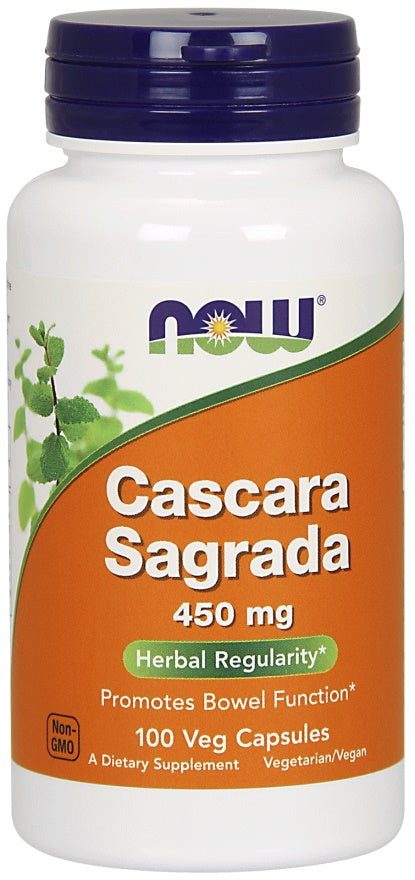 NOW Foods Cascara Sagrada, 450mg - 100 kapsulių, žolelių papildas sveikatai
