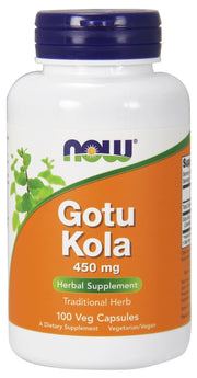 NOW Foods Gotu Kola, 450mg, 100 kapsulių, sveikatos papildas