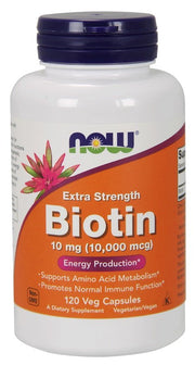 NOW Foods Biotīns, 10 mg īpaši stiprs - 120 kapsulas