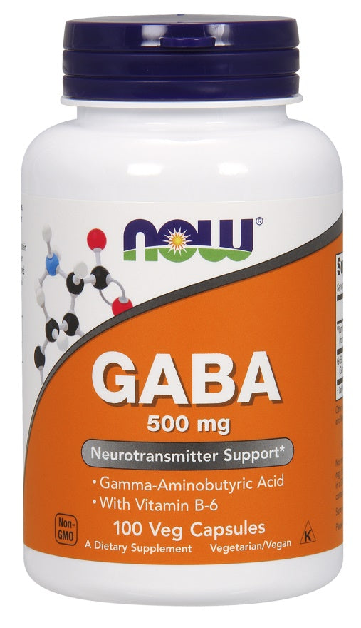 NOW Foods GABA ar B6 vitamīnu, 500 mg - 100 kapsulas