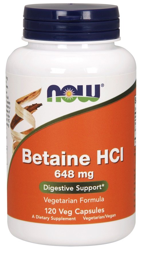 NOW Foods betaīna HCl, 648 mg - 120 kapsulas