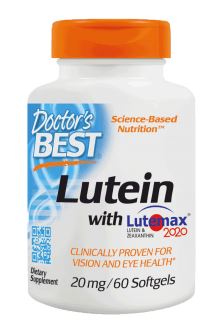 Doctor's Best Lutein su Lutemax, 20mg - 60 kapsulių, maisto papildas akims