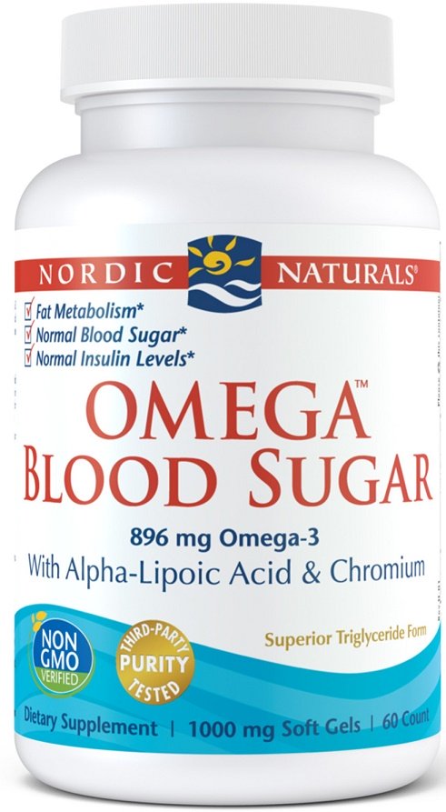 Nordic Naturals Omega Blood Sugar, 896mg - 60 kapsulių, maisto papildas, omega-3, cukraus kontrolei
