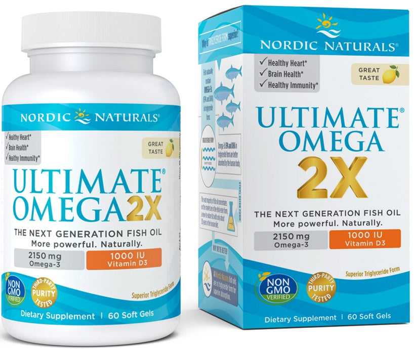 Nordic Naturals Omega 2X maisto papildas, 60 kapsulių