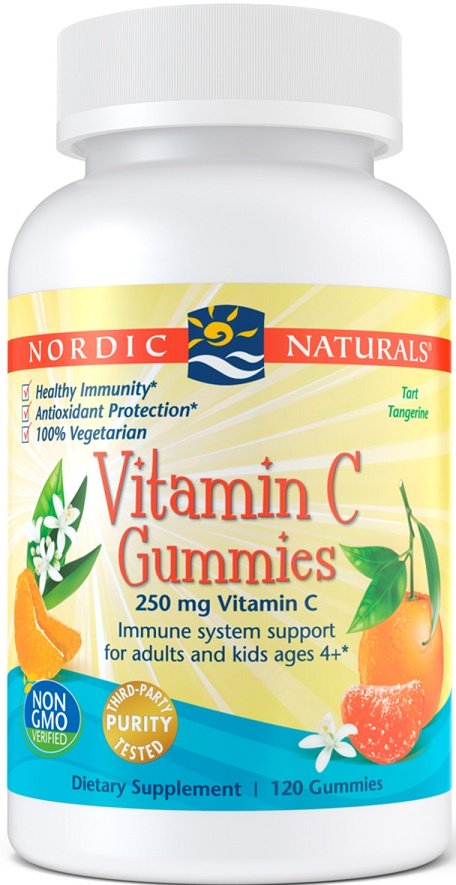 Vitaminų C guminukai, 250 mg, tangerinė, 120 guminukų