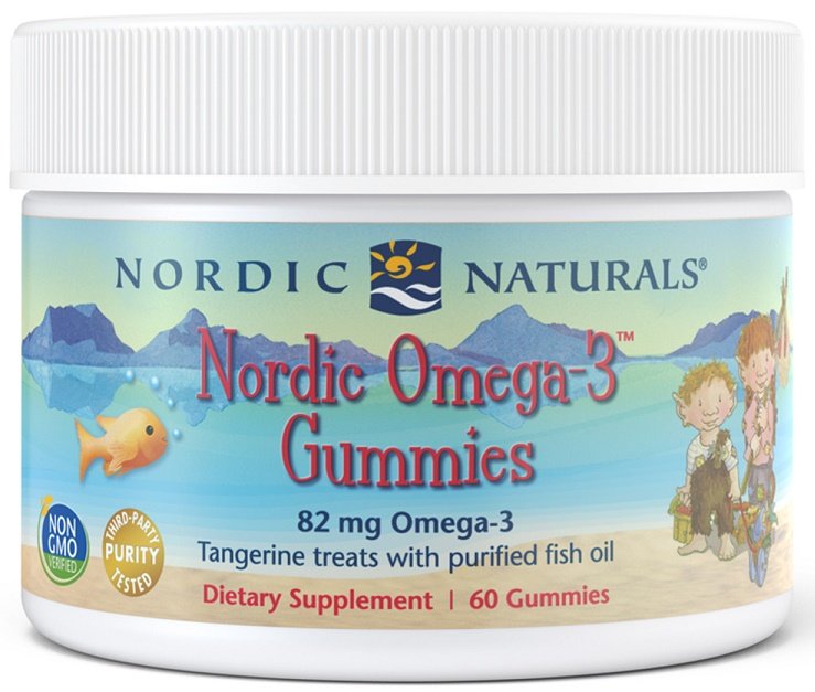 Nordic Naturals Nordic Omega-3 gumijas konfektes, 82 mg mandarīnu kārumi - 60 gumijas konfektes