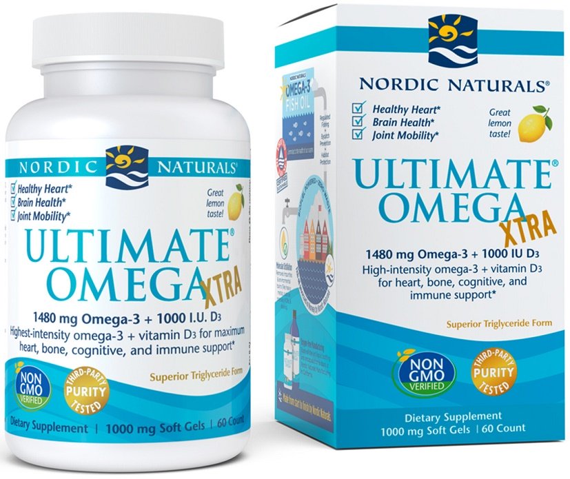 Nordic Naturals Ultimate Omega Xtra, 1480mg Lemon - 60 kapsulių, maisto papildas