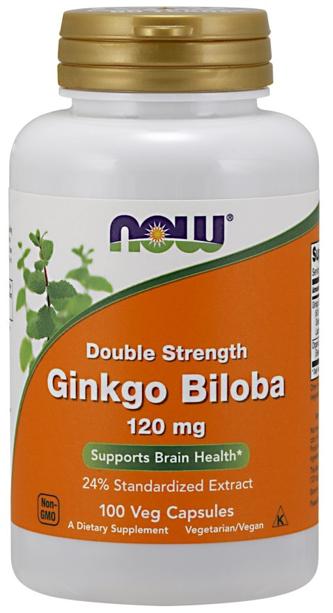 NOW Foods Ginkgo Biloba dubultā stipruma, 120 mg - 100 kapsulas