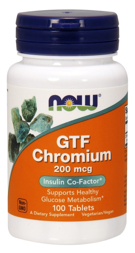 NOW Foods GTF hroms, 200mcg - 100 tabletes