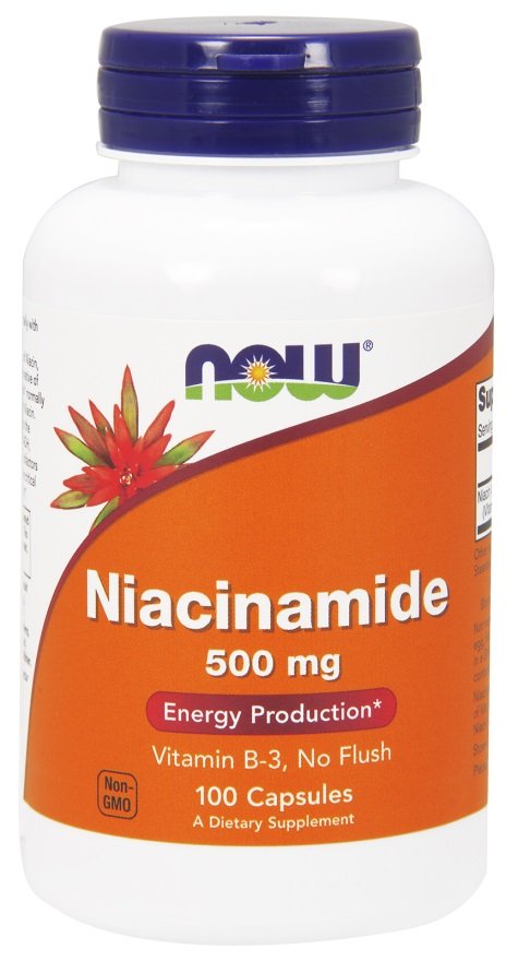 NOW Foods niacinamīds, 500 mg - 100 kapsulas