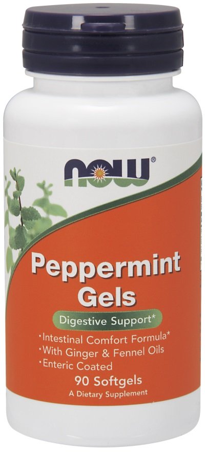 NOW Foods Peppermint Gels - 90 kapsulių, mitybos papildas, virškinimo palaikymas