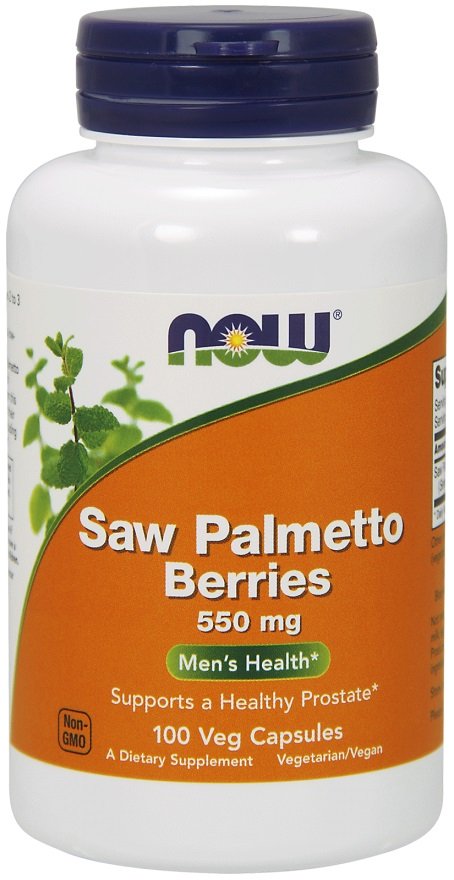 NOW Foods Saw Palmetto Berries, 550mg - 100 kapsulių, maisto papildas prostatui