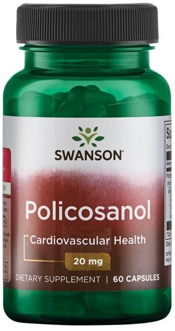 Swanson Policosanol, 20mg - 60 kapsulių, maisto papildas širdies sveikatai