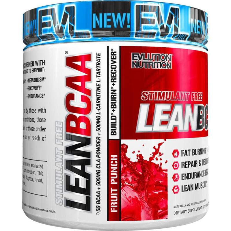 EVLution Nutrition Lean BCAA - Stimulant Free, Fruit Punch - 237 g maisto papildas