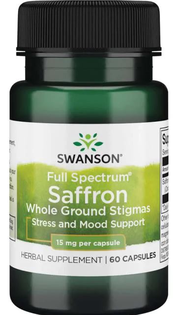 Swanson Saffron maisto papildas, 15mg, 60 kapsulių