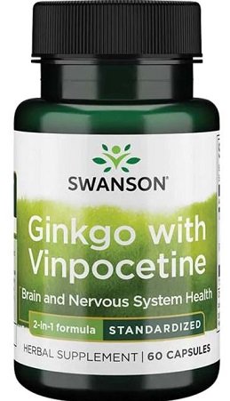 Swanson Ginkgo ar Vinpocetine Standardized - 60 kapsulas
