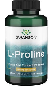 Swanson L-Proline, 500mg - 100 kapsulių, maisto papildas, amino rūgštys