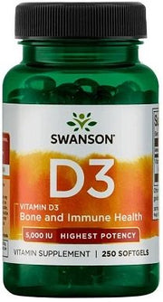 Swanson D-3 vitamīns, 5000 SV - 250 kapsulas