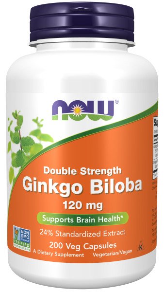 NOW Foods Ginkgo Biloba dubultā stipruma, 120 mg - 200 kapsulas