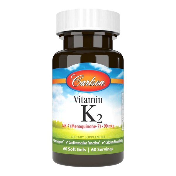 Carlson Labs K2 vitamīns MK-7, 90mcg - 60 kapsulas