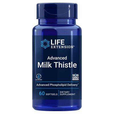 Life Extension Advanced Milk Thistle maisto papildas, 60 kapsulių, sveikatai ir kepenų funkcijai