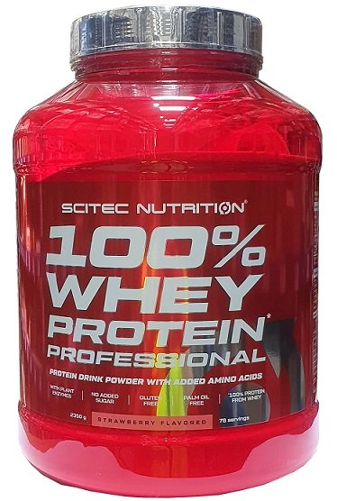 SciTec 100% Whey Protein Professional, Strawberry - 2350 g, baltymų milteliai