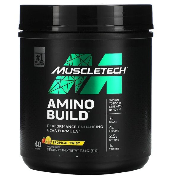 MuscleTech Amino Build, Tropical Twist, maisto papildas, sporto papildas, BCAA, amino rūgštys