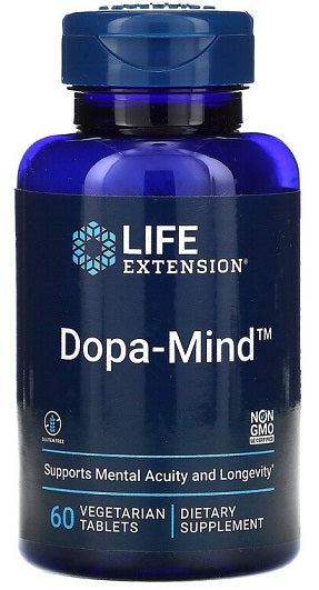 Life Extension Dopa-Mind tablečių butelis