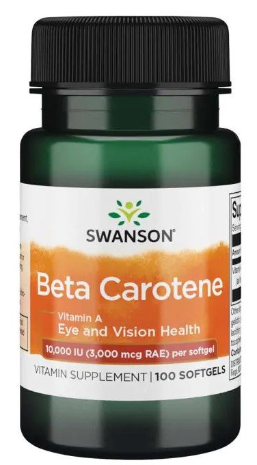 Swanson beta-karotīns (A vitamīns), 10 000 SV - 100 kapsulas