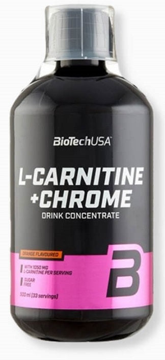 BioTechUSA L-Carnitine + Chrome, Orange - 500 ml. maisto papildo butelis