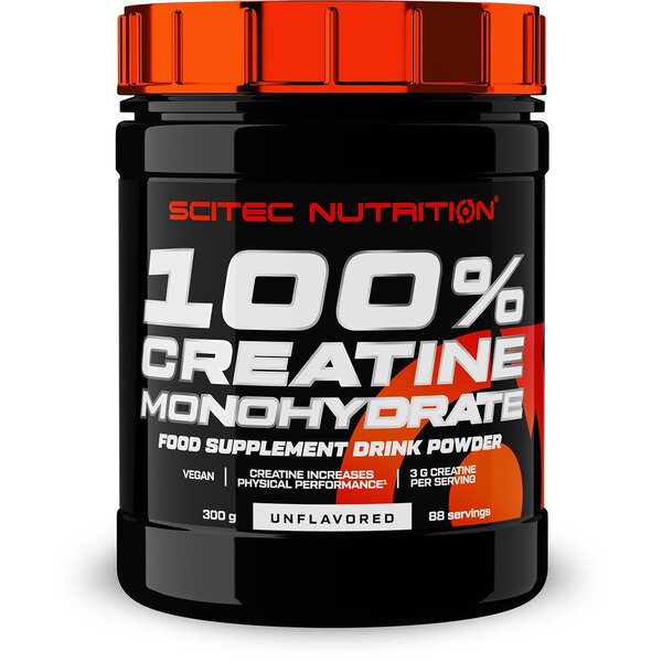 SciTec 100% kreatīna monohidrāts, bez garšas - 300 grami