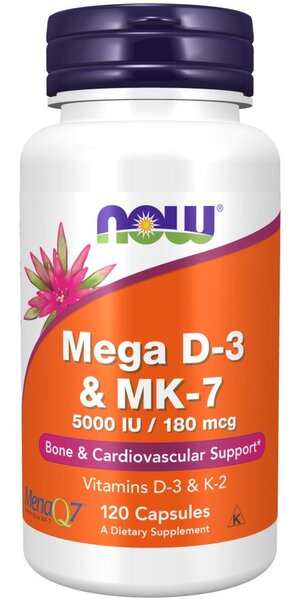 NOW Foods Mega D-3 un MK-7 - 120 kapsulas