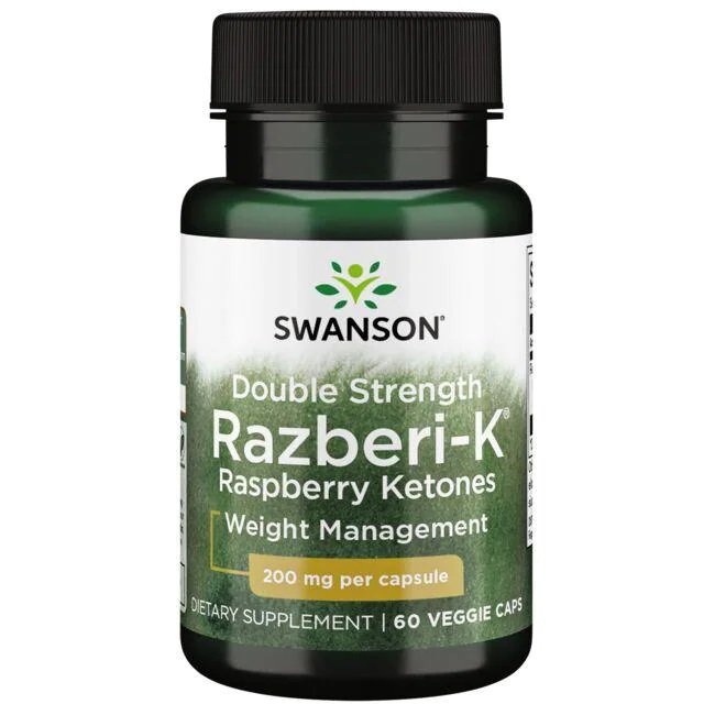 Swanson Razberi-K, 200mg, 60 kapsulių, svorio kontrolės maisto papildas
