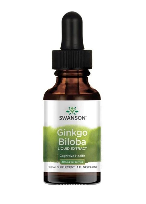 Swanson Ginkgo Biloba šķidrais ekstrakts, 250 mg - 29,6 ml.