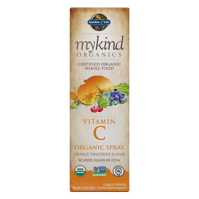 Garden of Life Mykind Vitamin C Spray, apelsino-tangerino skystas papildas