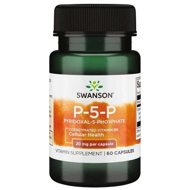 Swanson P-5-P (piridoksāla-5-fosfāts) koenzimēts B6 vitamīns, 20 mg - 60 kapsulas
