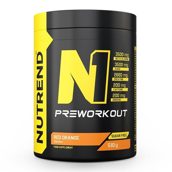 Nutrend N1 Pre-Workout, Red Orange - 510 g maisto papildas