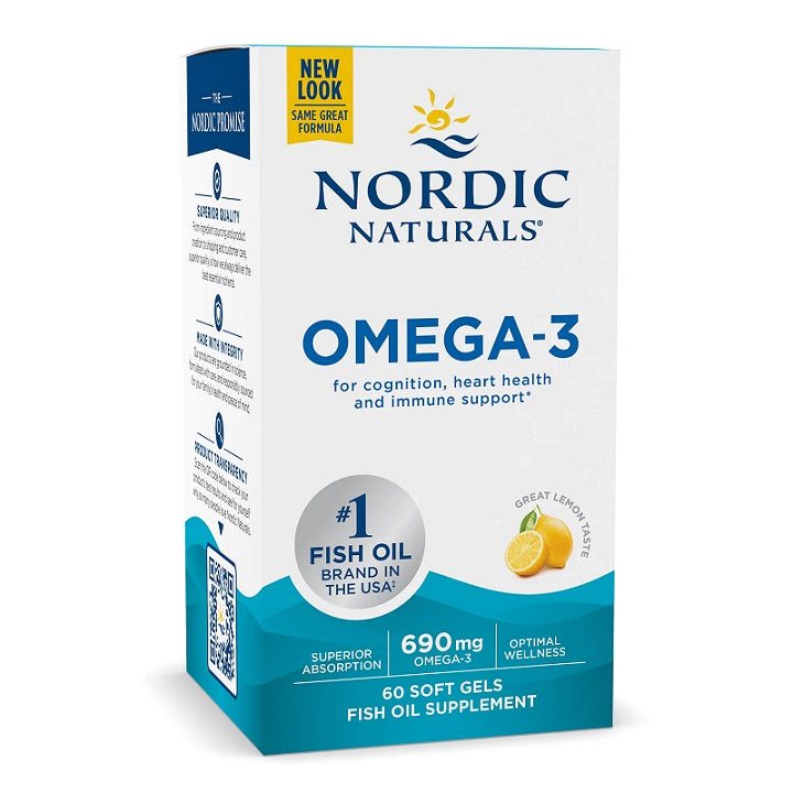 Nordic Naturals Omega-3, 690mg Lemon - 60 kapsulių