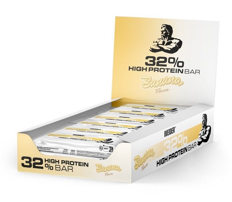 Weider 32% augsta proteīna batoniņš, banāns - 12 x 60g
