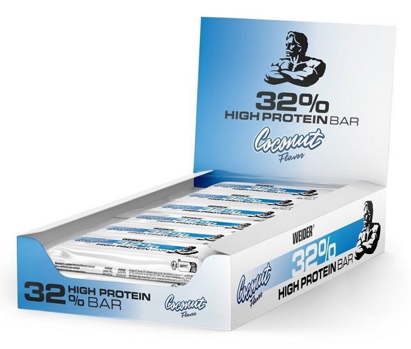 Weider 32% augsta proteīna batoniņš, kokosrieksts - 12 x 60g