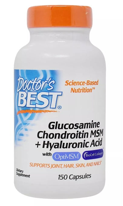 Maisto papildas kapsulės, Doctor's Best Glucosamine Chondroitin MSM + Hyaluronic Acid