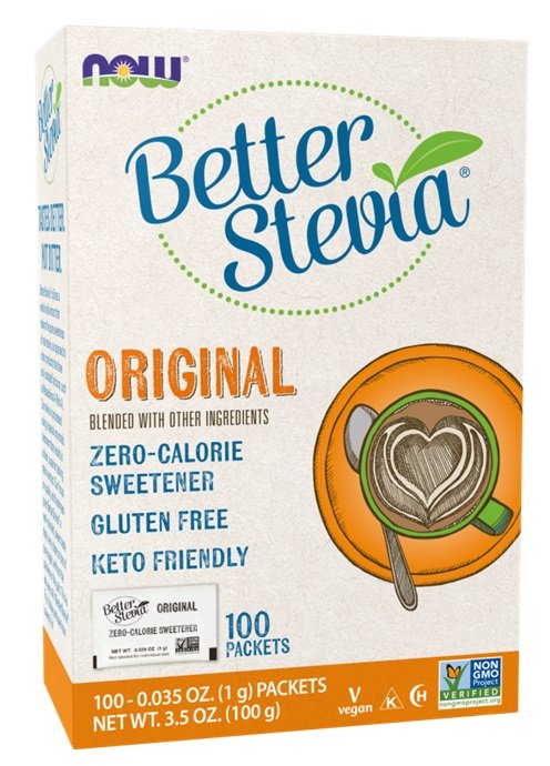 NOW Foods Better Stevia Packets, Original - 100 paketėlių, sveikas saldiklis