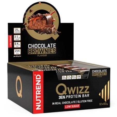 Nutrend Qwizz 35% baltymų batonėlis, šokolado brauniai, 12 vnt.